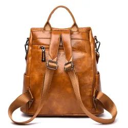Casual leather bag - crocodile skin design - brown / black - backpack