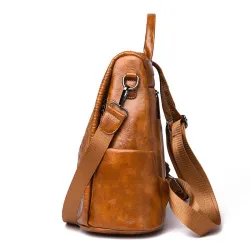Casual läderpåse - krokodil huddesign - brun / svart - ryggsäck