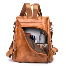 MochilasBolsa de cuero casual - diseño de piel de cocodrilo - marrón / negro - mochila
