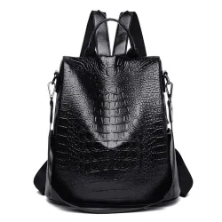 MochilasBolsa de cuero casual - diseño de piel de cocodrilo - marrón / negro - mochila