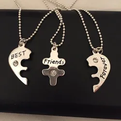 3Pcs Bästa vänner för evigt halsband Hjärta