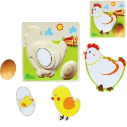 De madera3D rompecabezas de madera - multicapa rompecabezas - hen poner huevos - crecimiento de pollo - juguetes educativos