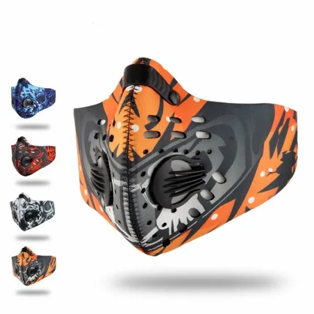 PM2.5 aktiverad kolfiltermunmask - dubbel luftventil - anti damm & förorening