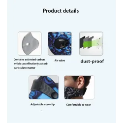 PM2.5 aktiverad kolfiltermunmask - dubbel luftventil - anti damm & förorening