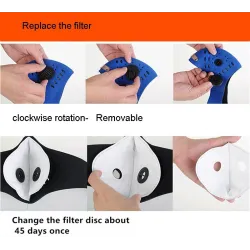 PM2.5 aktiverad kolfiltermunmask - dubbel luftventil - anti damm & förorening