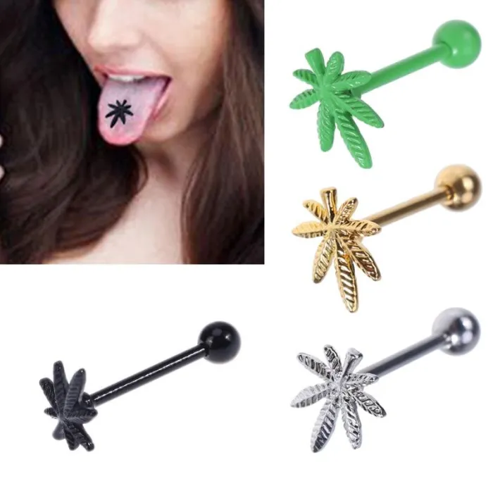 Piercing de língua - Design de ervas daninhas