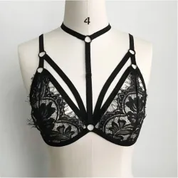 LenceríaFloral Lace Bralette - Negro / Blanco