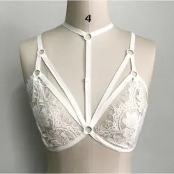 LenceríaFloral Lace Bralette - Negro / Blanco