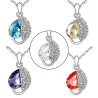 Pendentif en verre feuille - collier en acier inoxydable
