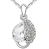 Leaf & crystal pendel - rostfritt stål halsband