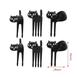 Svart katt frukt gaffel - 6pcs / pack