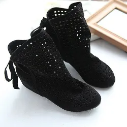 Stivali da donna - stivali alla caviglia - ritaglio - rosso/nero/beige