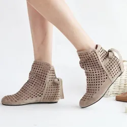 BotasBotas de mujer - botas de tobillo - cortadas - rojo/negro/beige