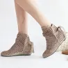 BotasBotas de mujer - botas de tobillo - cortadas - rojo/negro/beige