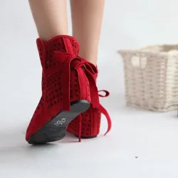 BotasBotas de mujer - botas de tobillo - cortadas - rojo/negro/beige