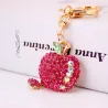 Flat crystal apple key chain