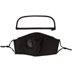 Mouth / face protective mask - detachable plastic eye shield - air valve - 2.5PM filter - reusable