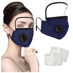 Mund / Gesichtsschutzmaske - abnehmbarer Kunststoff-Augenschirm - Luftventil - 2,5PM Filter - wiederverwendbar