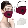 Masque protecteur de la bouche / face - Bouclier oculaire en plastique détachable - Robinet d'air - filtre 2,5PM - réutilisable