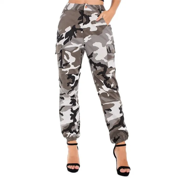 High waist camo trousers - camouflage