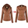 ChaquetasChaqueta de cuero de invierno - forro interior desmontable con capucha - impermeable - más tamaño