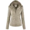 Winter Lederjacke - abnehmbares Innenfutter mit Kapuze - wasserdicht - plus Größe