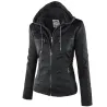 Winter leather jacket - removable inner lining with hood - waterproof - plus sizeJackets