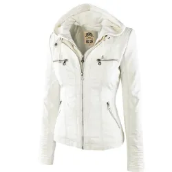 Winter leather jacket - removable inner lining with hood - waterproof - plus sizeJackets