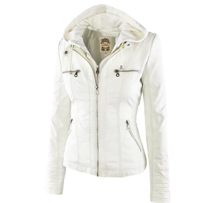 Winter leather jacket - removable inner lining with hood - waterproof - plus sizeJackets