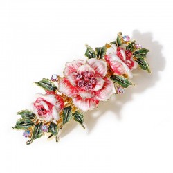 Emaille Blumen mit Kristallen - Vintage Haarclip