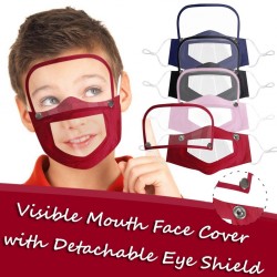 Masque de bouche pour enfants avec bouclier oculaire amovible - bouche visible - réutilisable - lavable