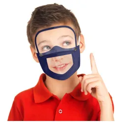 Maschera viso- bocca per bambini con scudo occhi staccabile - bocca visibile - riutilizzabile - lavabile