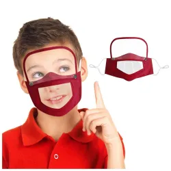 Masque de bouche pour enfants avec bouclier oculaire amovible - bouche visible - réutilisable - lavable