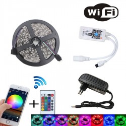 Set di strisce LED RGB WIFI - SMD 2835 DC12V impermeabile - 5M - 10M - 15M - 20M - con controller WIFI e alimentatore