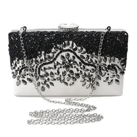 Porte-monnaie en cristal - rectangle - noir - dames