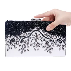BolsasCristal rhinestone purse - rectángulo - negro - damas