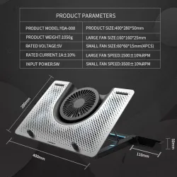 12-17 tums kylfläkt för MacBook & laptop - stand - justerbar innehavare