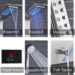 GrifosCaja de agua de 6 funciones - Panel de ducha LED con sistema de masaje