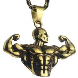 Uomini forti muscolari - collana - acciaio inox - ciondolo