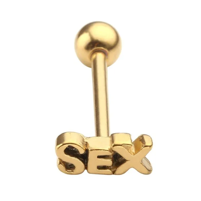 Tongue piercing - sexe - argent/or - acier inoxydable