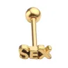 Tongue piercing - sexe - argent/or - acier inoxydable