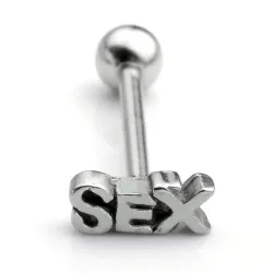 Tongue piercing - sex - silver/gold - stainless steel