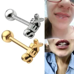 Piercing lingua - sesso - argento/oro - acciaio inossidabile