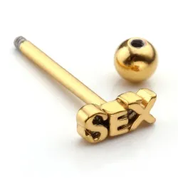 Tongue piercing - sexe - argent/or - acier inoxydable