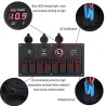 8-gang rocker switch panel - 12 - 24V - USB - LED - cigarettändare socket - vattentät