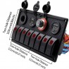 8-gang rocker switch panel - 12 - 24V - USB - LED - cigarette lighter socket - waterproof