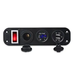 Toggle switch panel - 5V - 4.2A - dubbel USB - 12V - LED - Voltmeter för bilar - båtar - lastbilar