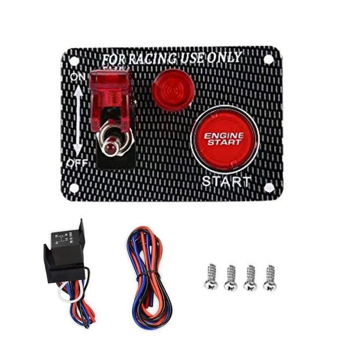 Ignition switch panel for racing car - engine start push button - toggle switch - 12V LED - QT313