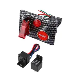 Ignition switch panel for racing car - engine start push button - toggle switch - 12V LED - QT313