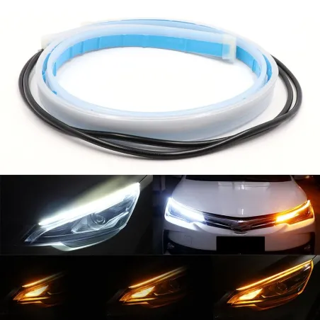 Dual färg ledde remsa ljus - 2pcs - vit & gul - bil